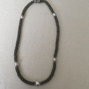 COPY - Sterling Silver Gold Pearl Necklace choker